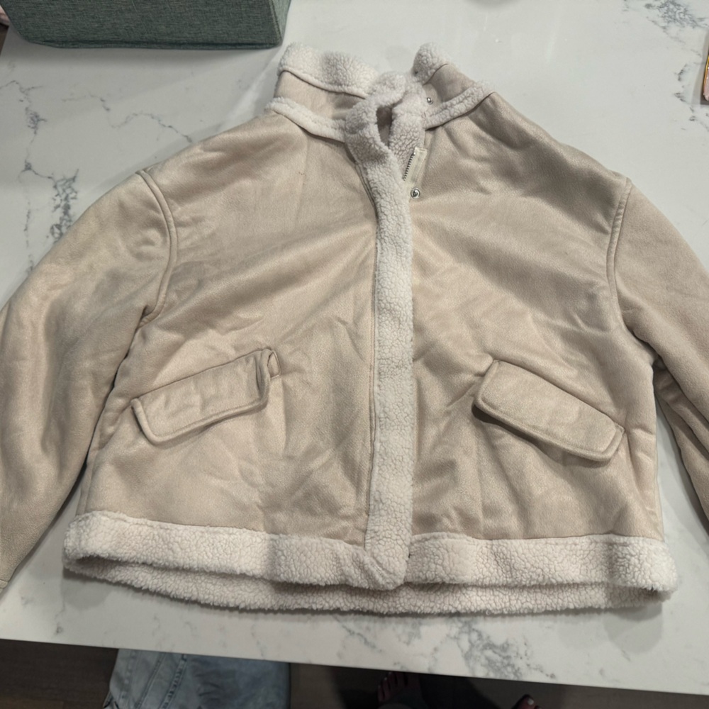 SHEIN Cream Sherpa-Lined Jacket